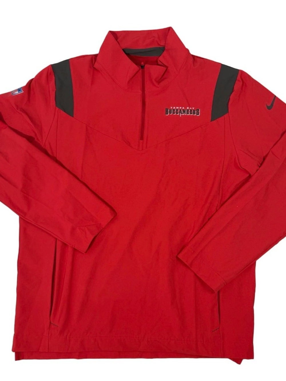 Mens Nike NFL Onfield Tampa Bay Buccaneers 1/2 Zip Jacket Windbreaker Red Gray L